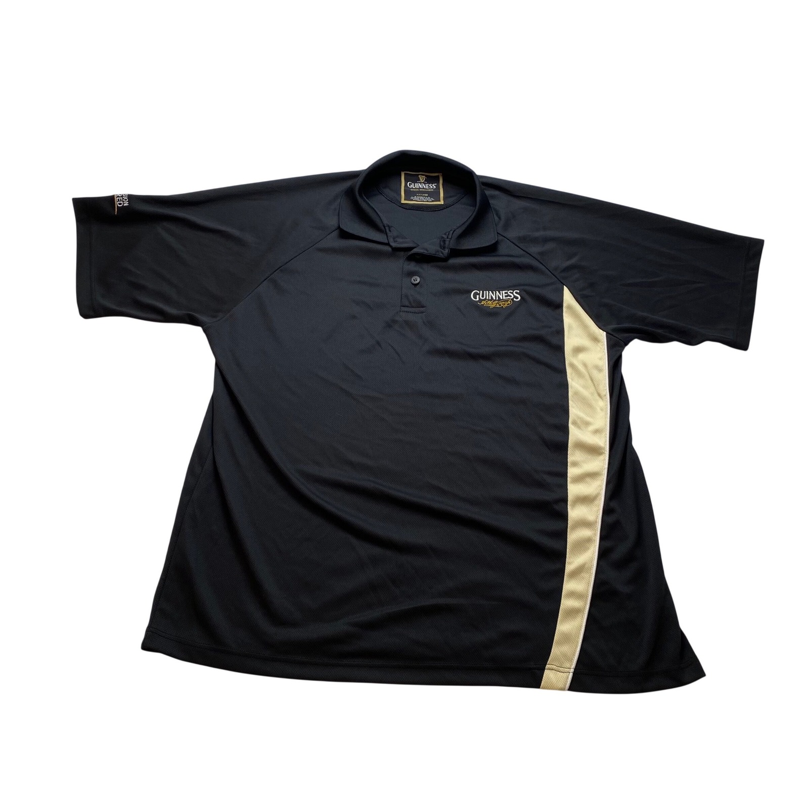 Guinness Official Merchandise Mens Xxl Black Performance Polo Shirt Embroidered